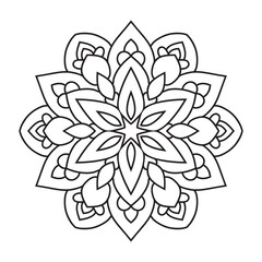 Fototapeta premium Easy Mandala Flower Design. Elegant Simple mandala page intricate lines patterns wall art, invitations, branding, designs, basic mandalas Coloring Book , adults, seniors, beginners