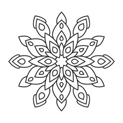 Easy Mandala Flower Design. Elegant Simple mandala page intricate lines patterns wall art, invitations, branding,  designs, basic mandalas Coloring Book, adults, seniors, star flex