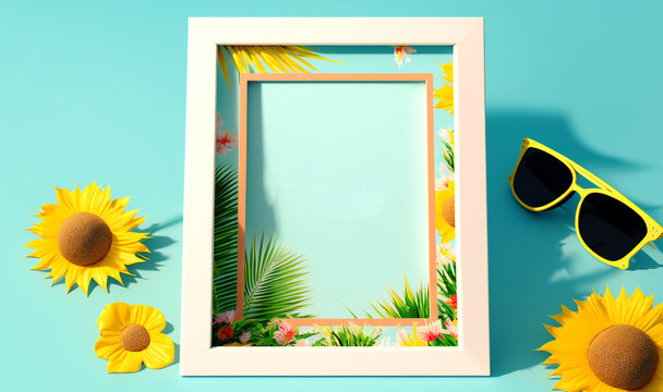 Soaking up the sun with this summer-themed blank photo frame mockup