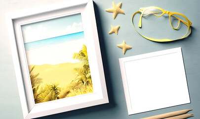 A perfect addition to your summer scrapbook - this blank photo frame mockup