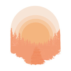 minimalist landscape design vector hand drawing
