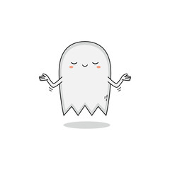 Cute ghost cartoon character indifferent expression