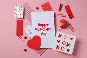 Concept of Valentine's day, day of lovers, top view