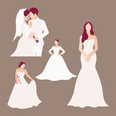bride and groom on white