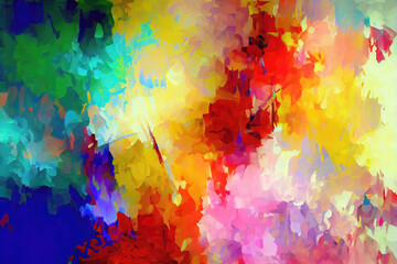 Abstract colorful background with impressionist paint strokes (Generative AI)