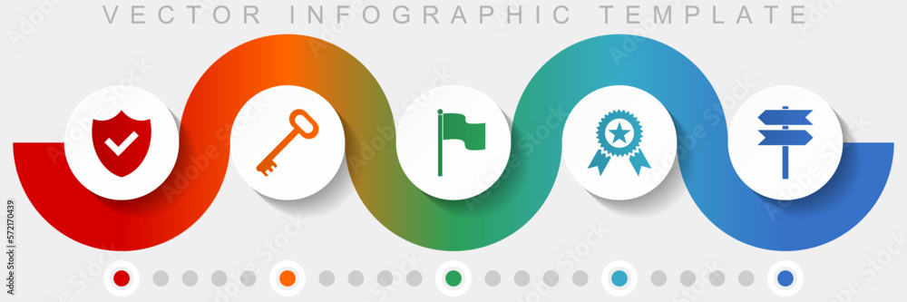 Poster Internet infographic vector template with icon set, miscellaneous icons such as shield, key, flag, badge and signpost for webdesign and mobile applications
