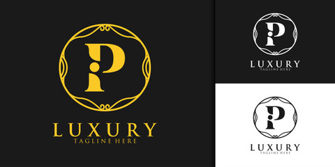 Luxury initial P iP Pi logo design template	 - obrazy, fototapety, plakaty