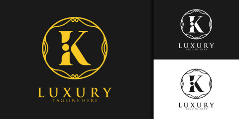 Luxury initial K iK Ki logo design template	
