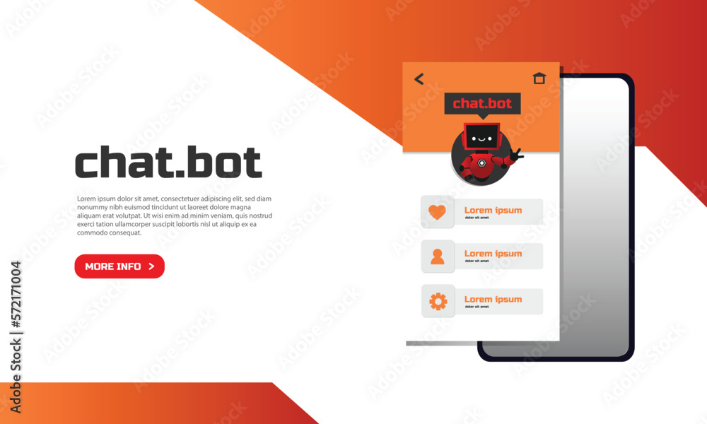 Poster modern landing page template of chatbot vector