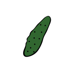 Cucumber vector drawing icon. Simple color clip art vegetable in doodle style, outline illustration of farm product