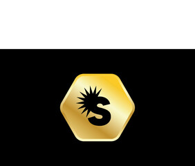 Sun Logo Gold Elegant Modern Initial Simple