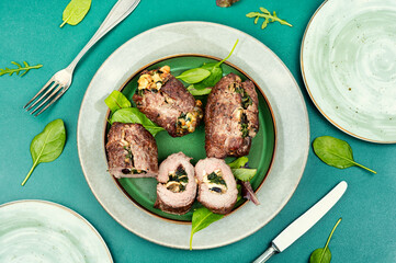 Tasty beef roulades, chevapchichi