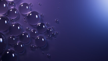Water Droplets Background. Purple and Blue, Modern Banner with Copy-Space.