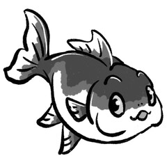 金魚 イラスト  モノクロ