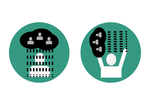 Sumisi&oacute;n vs Asertividad. Persona sumisa se deja influir por personas t&oacute;xicas vs persona asertiva expulsa personas t&oacute;xicas de su mente