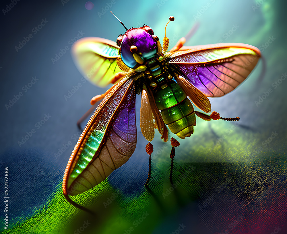 Poster sehr bunter schmetterling mit vielfarbigem hintergrund. phantasie style - created with hyperrealisti
