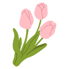 Vector illustration of cute doodle spring flower tulips for digital stamp,greeting card,sticker,icon,design