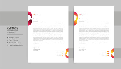 Creative letterhead format template, business style letterhead design template. Company letterhead template designs. Letterhead, flyer template.
