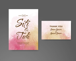 Wedding invitation with abstract watercolor background