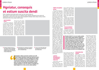 magazine, annual report mockup with pink headers, article
