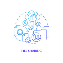 File sharing blue gradient concept icon. Free access to project. Version control advantage abstract idea thin line illustration. Isolated outline drawing. Myriad Pro-Bold font used