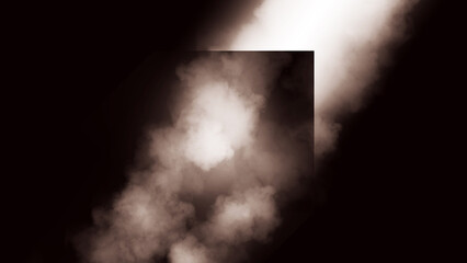 Dark mystery box in thick smoke background with dim light from above.