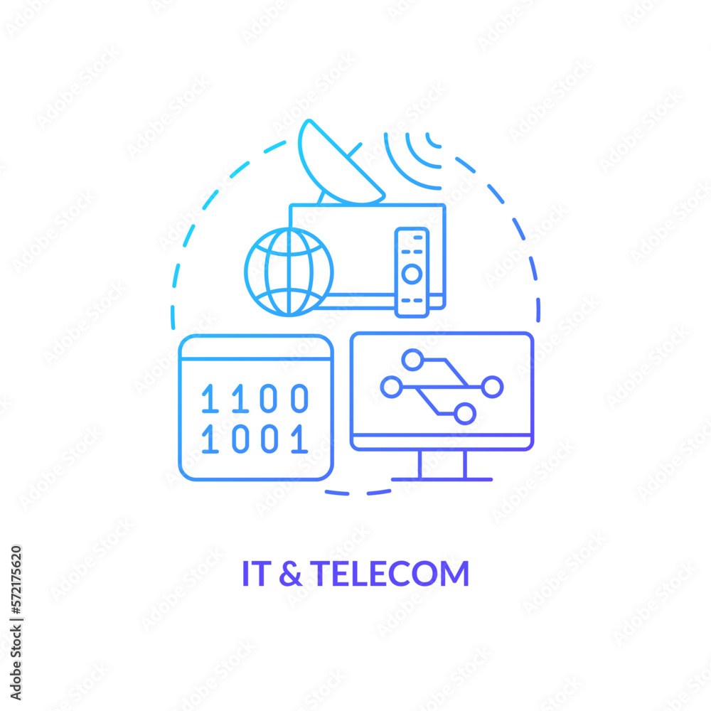 Poster it and telecom blue gradient concept icon. communications. version control system end user industry 