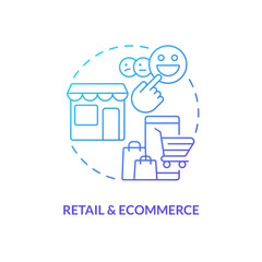 Retail and ecommerce blue gradient concept icon. Online shopping. Version control system end user industry abstract idea thin line illustration. Isolated outline drawing. Myriad Pro-Bold font used