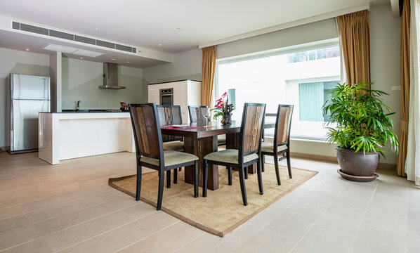 kitchen and dining room in modern holiday flat