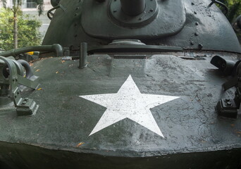 White star on the tank at War Remnants Museum at Ho Chi Minh, Vietnam