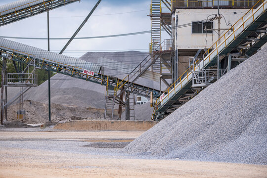 conveyor belts at gravel mine in Thailand