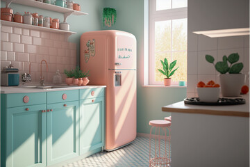 Super photo realistic kitchen interior design, generative ai background
