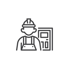 Door installation service line icon