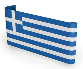 Greece Flag Ribbon Banner