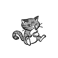 猫 イラスト モノクロ