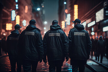 Russian police patrol around center