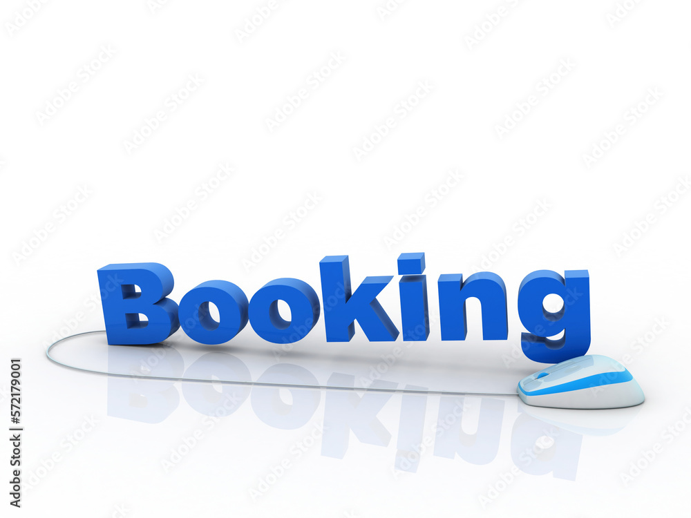 Poster 3d rendering booking connected computer mouse