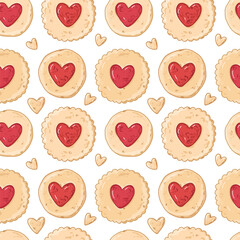 cute hand drawn vector seamless pattern of bright cookies