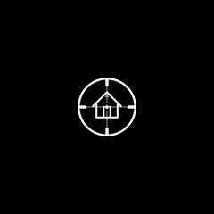 Target house icon isolated on dark background