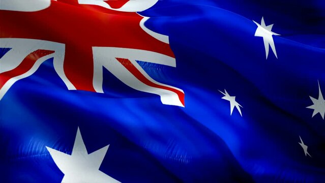 Australian flag. 3d Australia sign waving video. Flag of Australia holiday seamless loop animation. Australian flag silk HD resolution Background. Australia flag Closeup 1080p HD video for Independenc