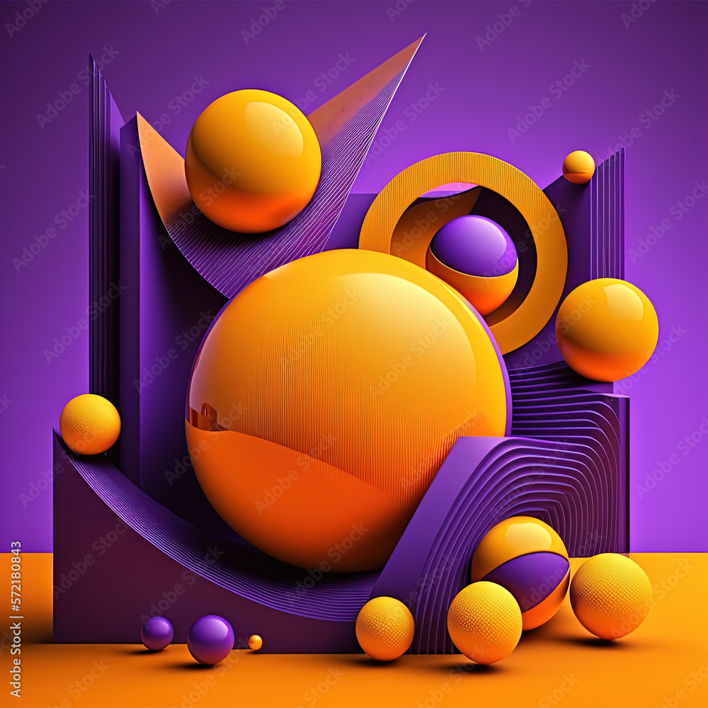 Poster playful and dynamic background with colorful abstract circles and spheres