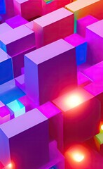 3d rendering illustration of colorful cubes background. Generative ai art.