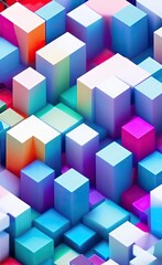 3d rendering illustration of colorful cubes background. Generative ai art.