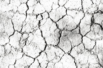 Texture soil dry crack background pattern of drought lack of water of nature white black old broken.