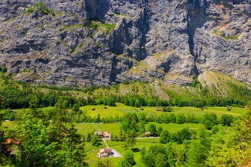 View of Lauterbrunnen Valley in Bernese Oberland, Switzerland. Switzerland nature and travel....