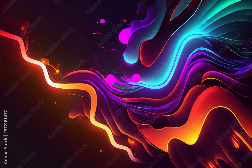Wall mural abstract background with neon lines made with generative ai