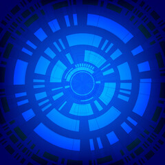 Abstract futuristic blue circle interface background