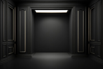 Abstract Luxury black gradient wall and empty studio room background Generative AI