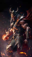 illustration of Ares. Ancient Greek God Ares, god of war, the spirit of battle and courage in Greek Mythology. artwork, Non-existent person