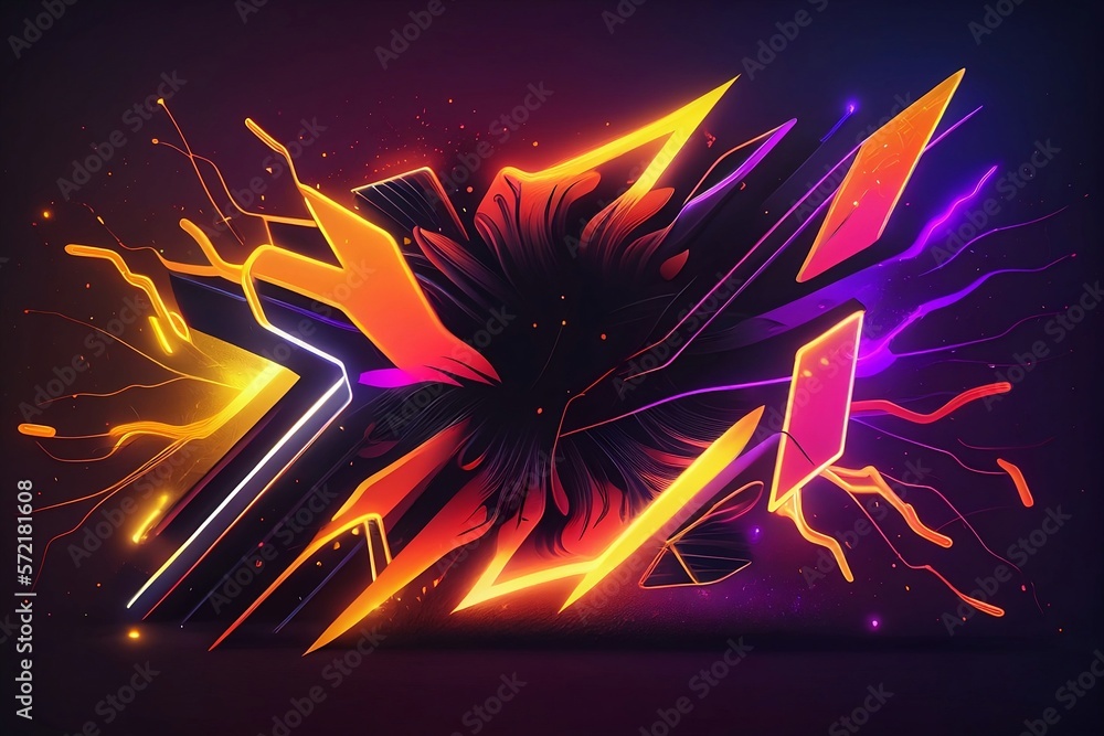 Wall mural abstract background with neon lines made with generative ai